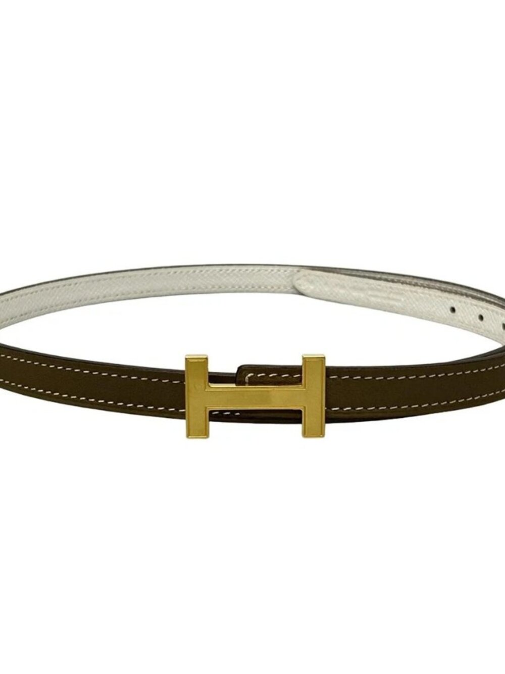 HERMES Focus Mini Mini H-belt Etoupe Craie Veau Swift Veau Epsom B Belt